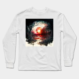 Crimson Lunar Forest Long Sleeve T-Shirt